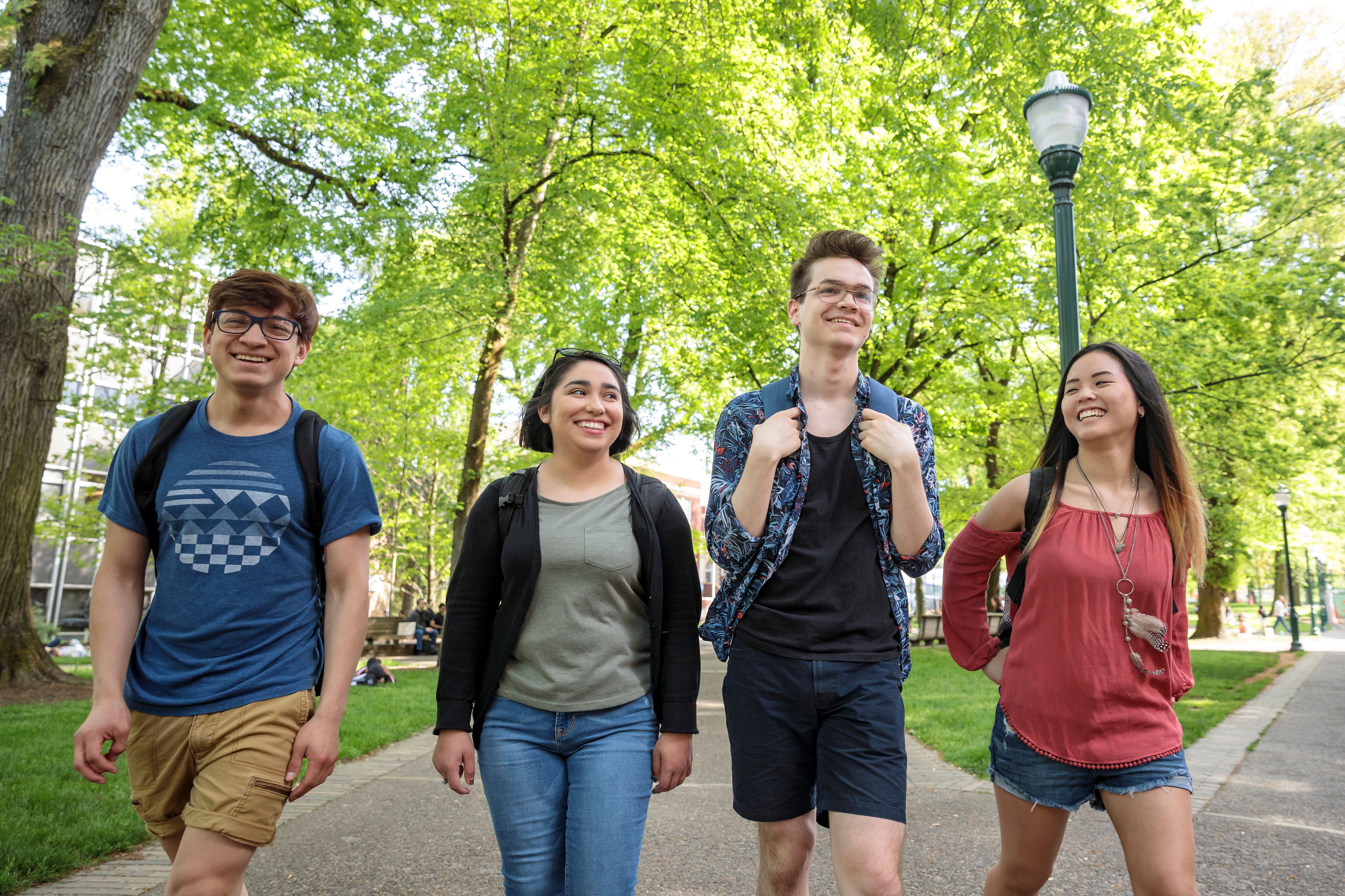 PSU students walking on the Park blocks